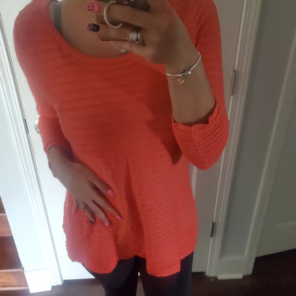 LANE BRYANT SALMON PINK CREW SWEATER - Picture 7 of 10